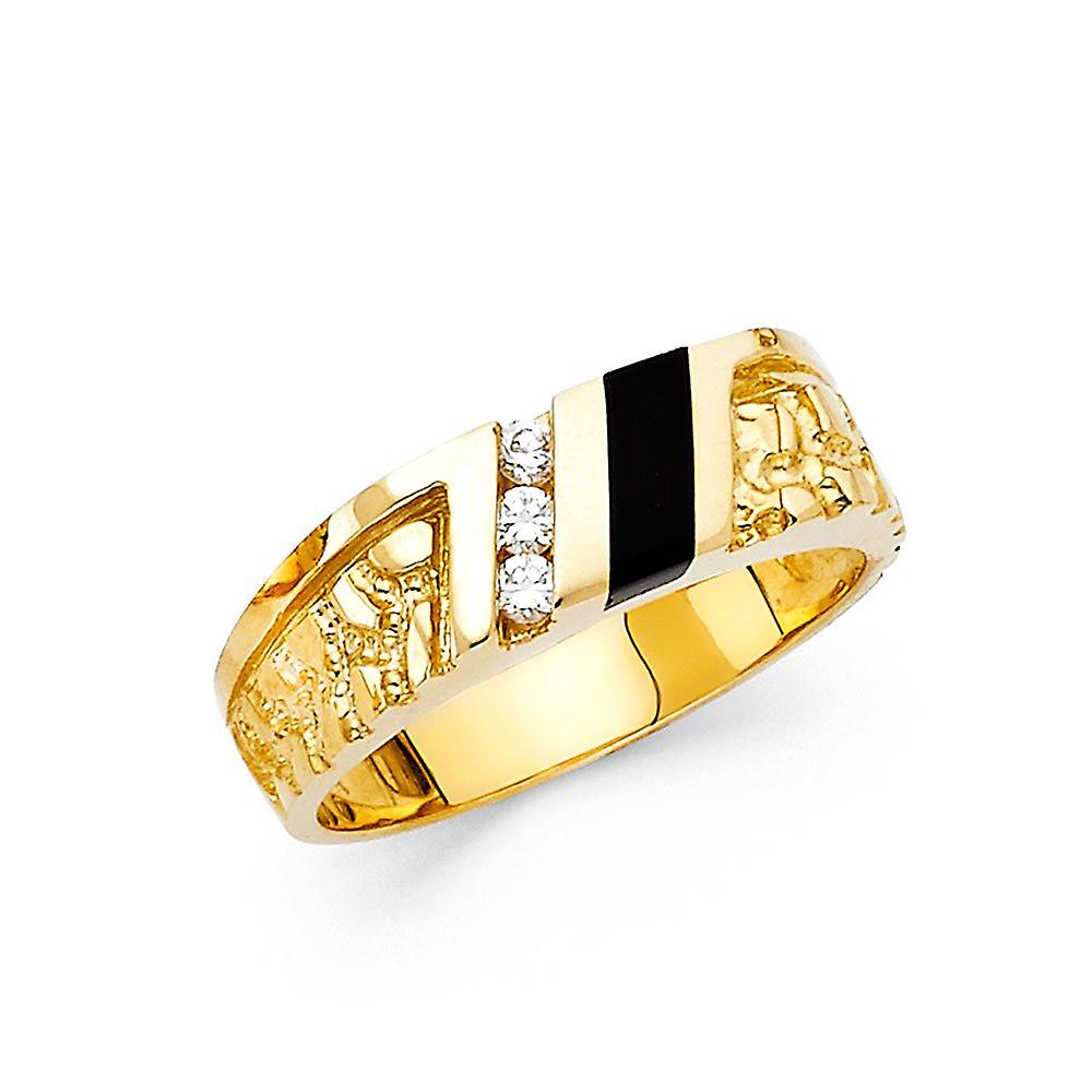 14k Yellow Gold Simulated Onyx Mens Ring Size 10-Ring for Men - 6.4 Grams