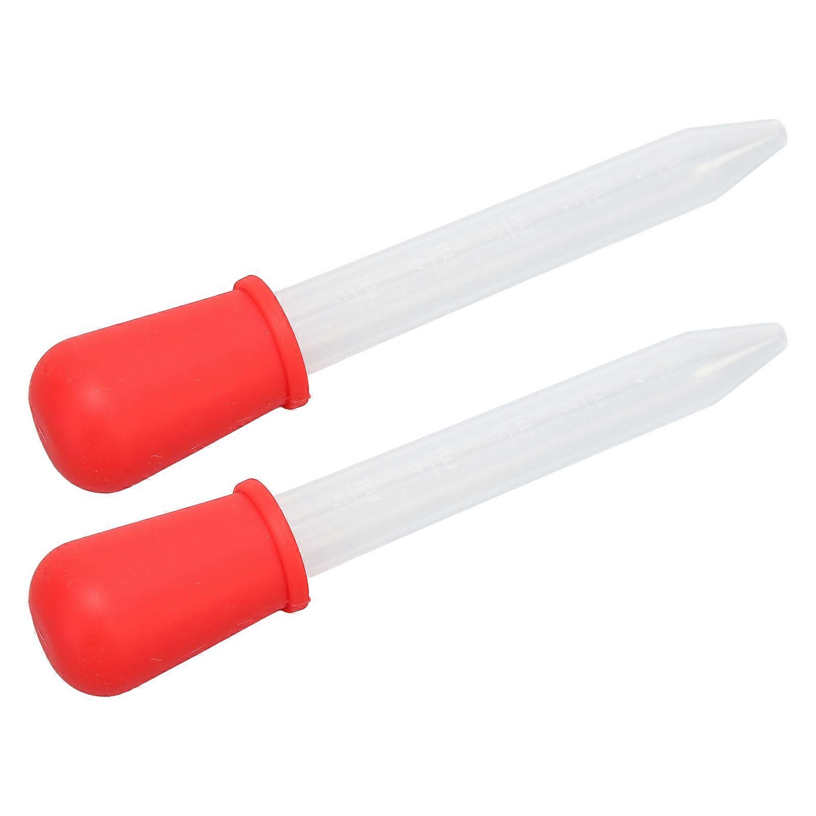 2pcs Multifunctional Transfer Pipette Silicone Calibrated Liquid Dropper for Laboratory DIY ArtRed