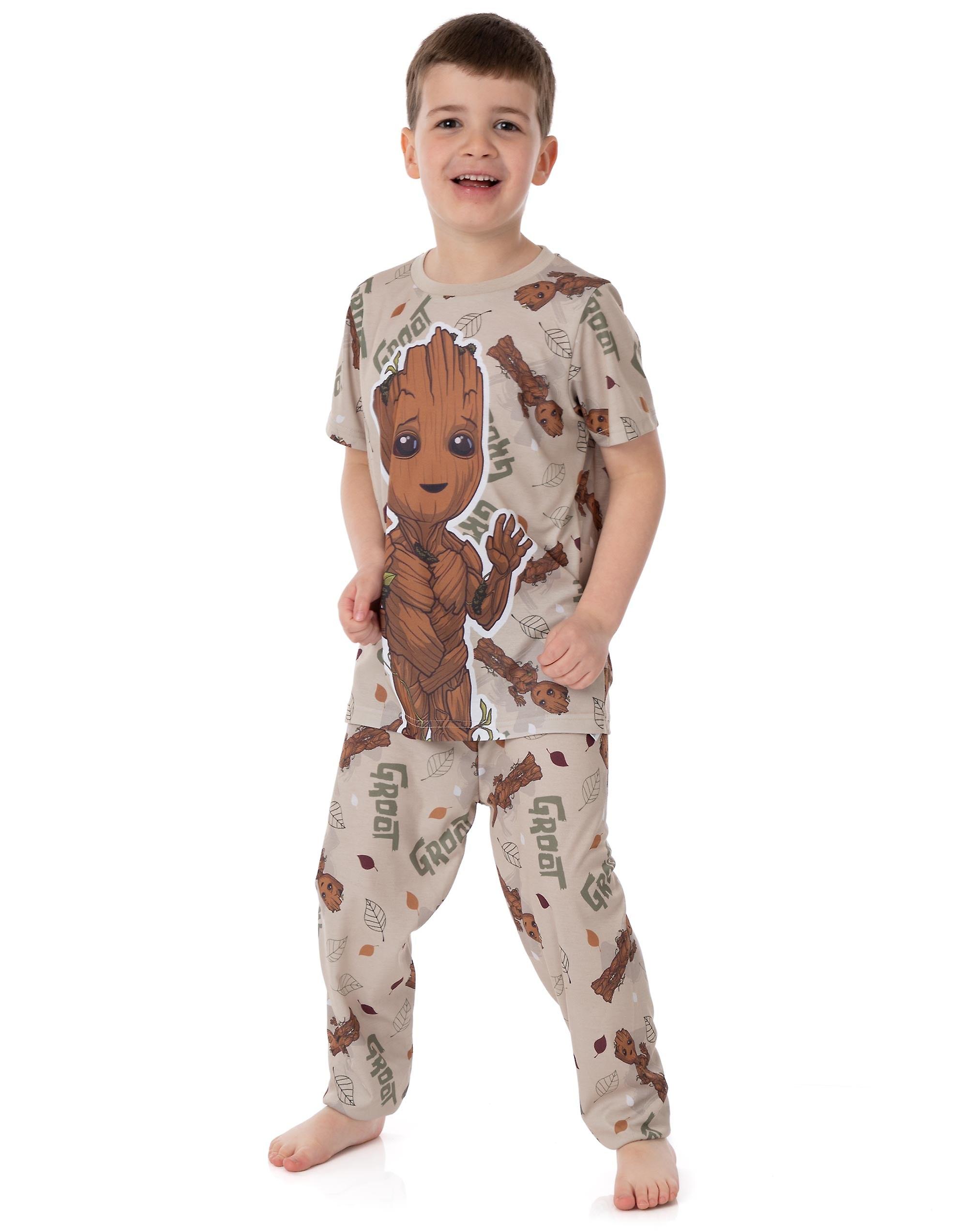 Marvel x Groot Unisex Kids Short Sleeve Long Leg Pyjama Set Brown