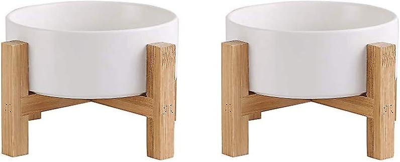 Ceramic elevated cat bowls non-slip set of 2