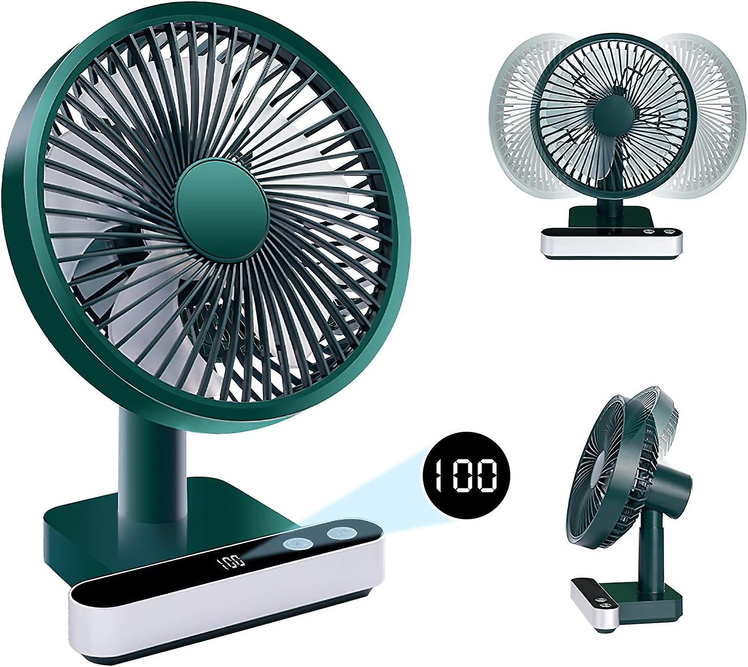 Table Fan Desk Fan with Strong Airflow & Quiet, Desktop Fan Silent 180° Rotated, Small Electric Fan 