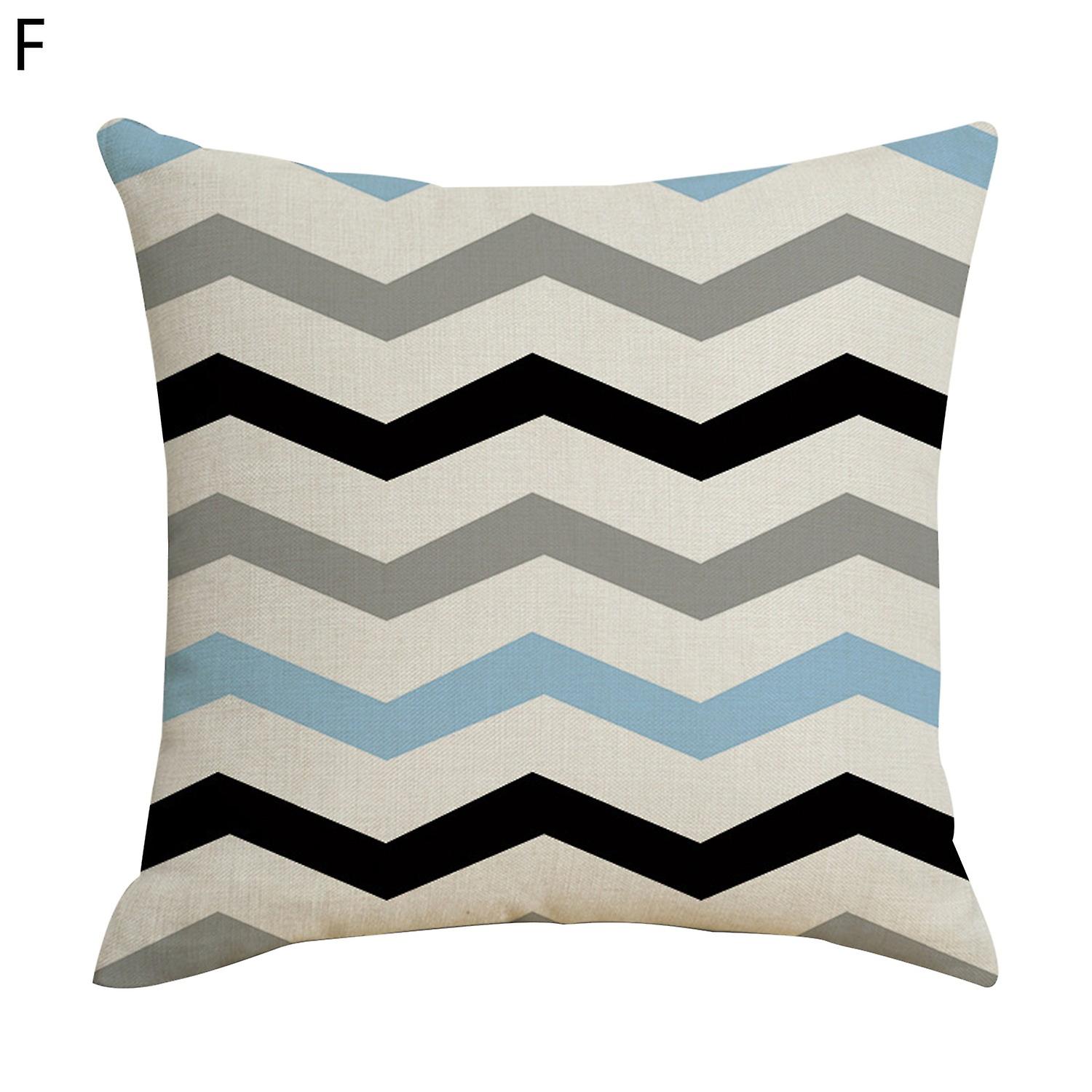 Roadoor Pillow Case Soft Easy Care Flax Geometric Printed Cushion Throw Cover Household Supplies