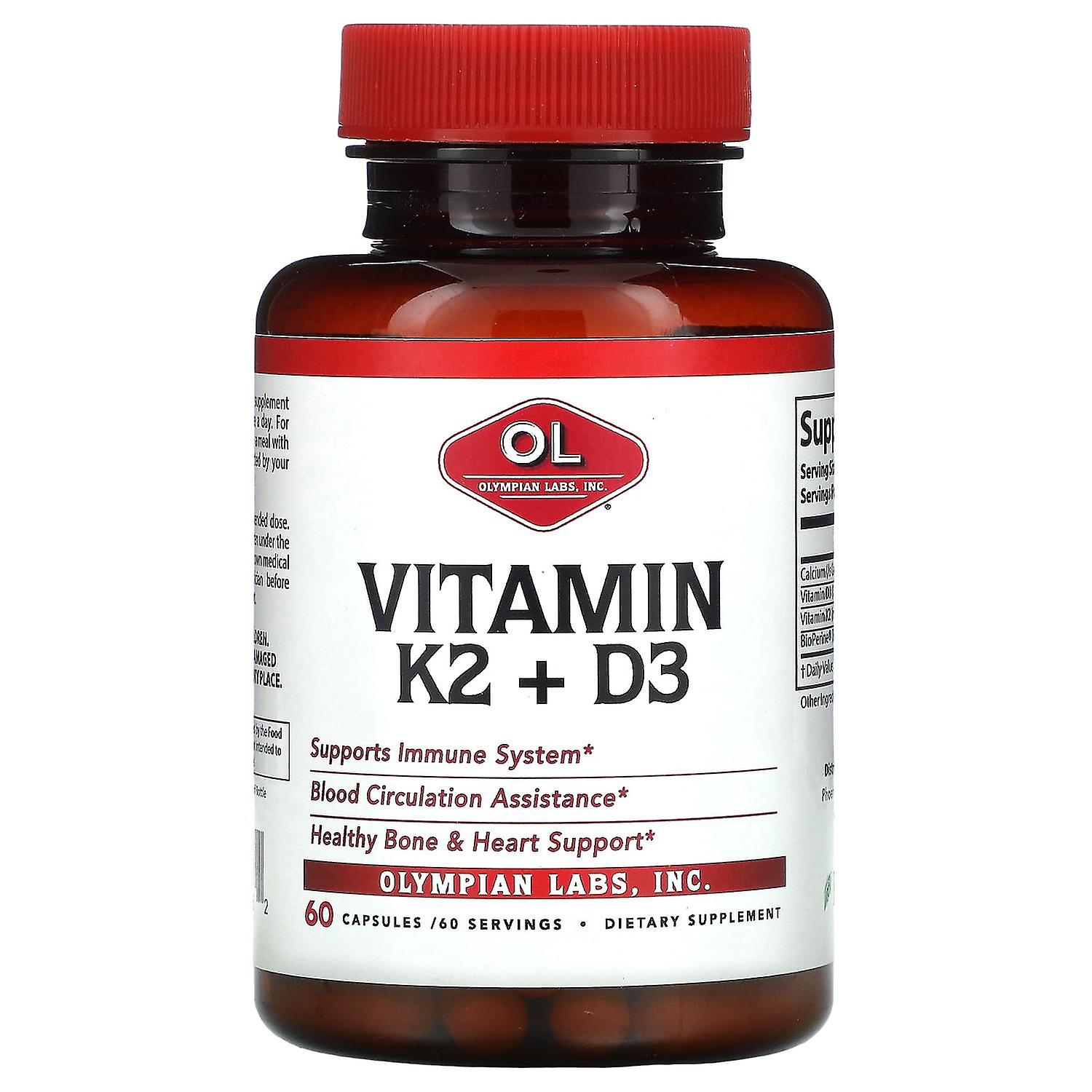 Olympian Labs Inc., Vitamin K2 + D3, 60 Capsules