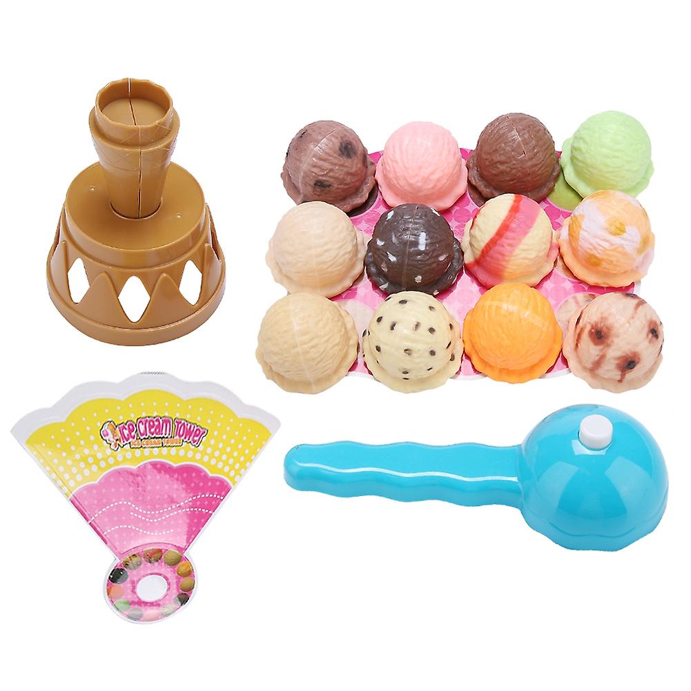 Plastic Stacking Ice Cream Toy Balancing Game for Kids with Scooper, Educational Fun Child Activity Game Set