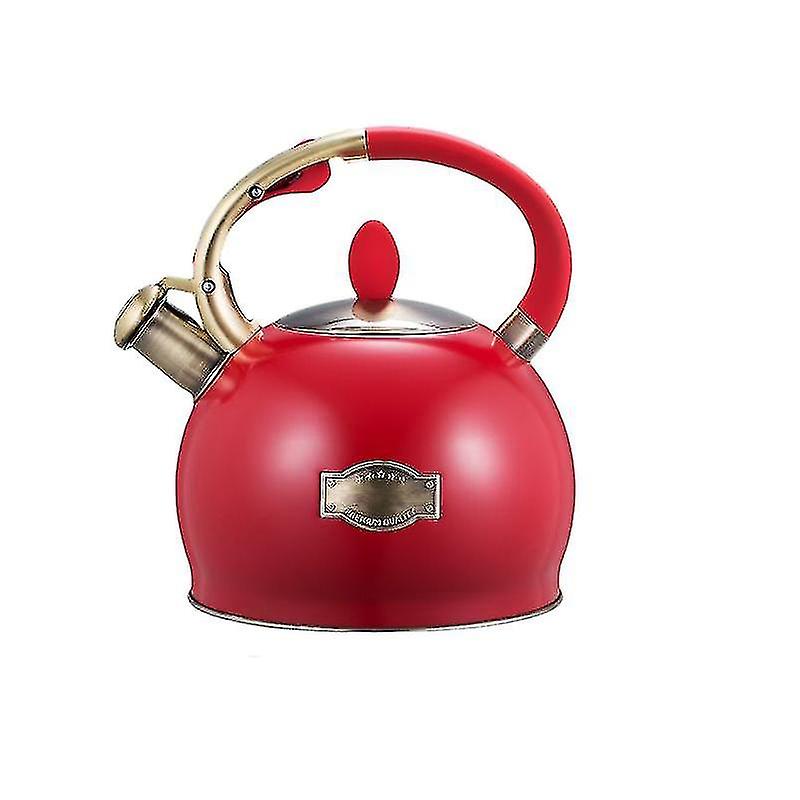 Visslingtekokare för spis, tekanna i 304 rostfritt stål med ergonomiskt handtag, 3 l
