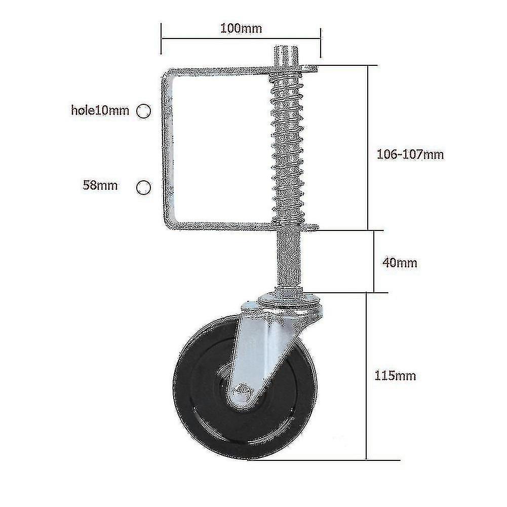 4 Inch Rubber Gate Wheel Spring Loaded Swivel Caster Heavy Duty 220lbs Load Capacity H