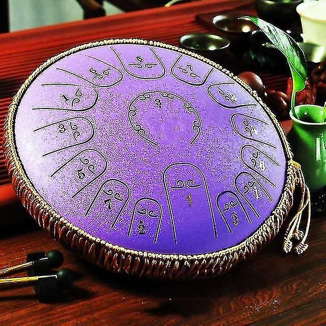 طبل اللسان الصلب 15 ملاحظة 14 بوصة طبل خزان ، قرع طبل Handpan للترفيه عن اليوغا التأمل