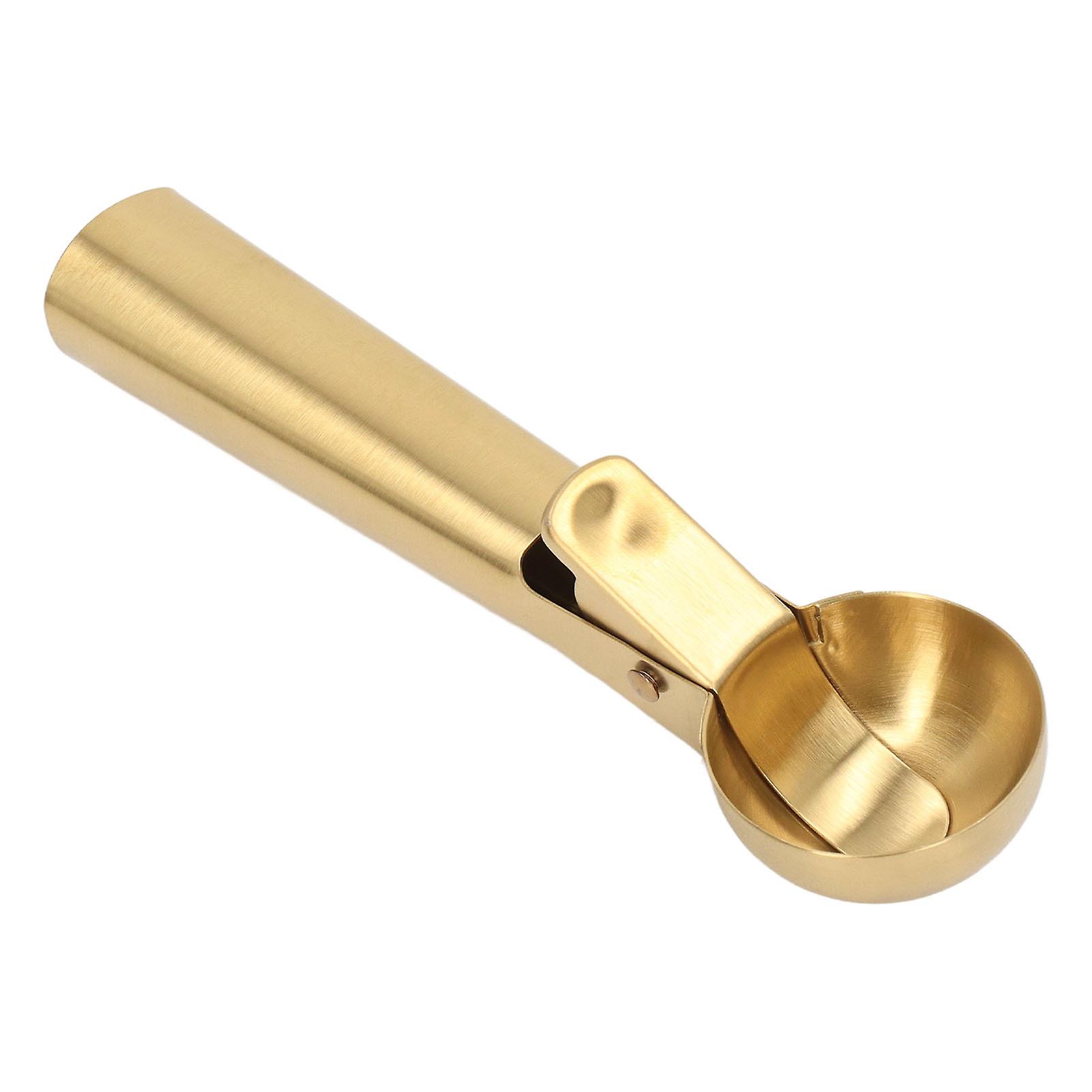 Stainless Steel Ice Cream Scoop - Stick-Proof Design with Convenient Trigger,for Scooping Ice Cream, Fruit, and More(Gold)