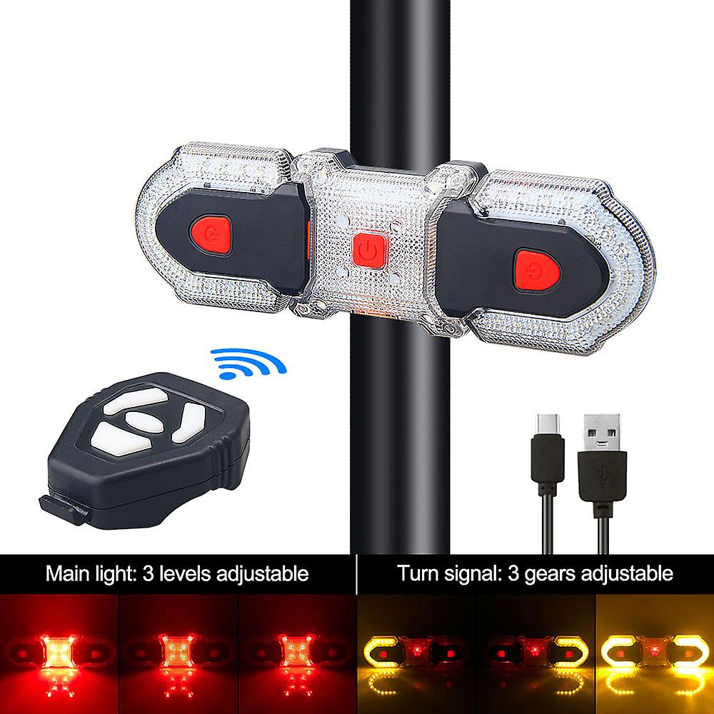 Update Wireless Remote Control Bike Light Detachable Turning Signal Warning Cycling Taillight Usb Rechargeable Bicycle Lamp