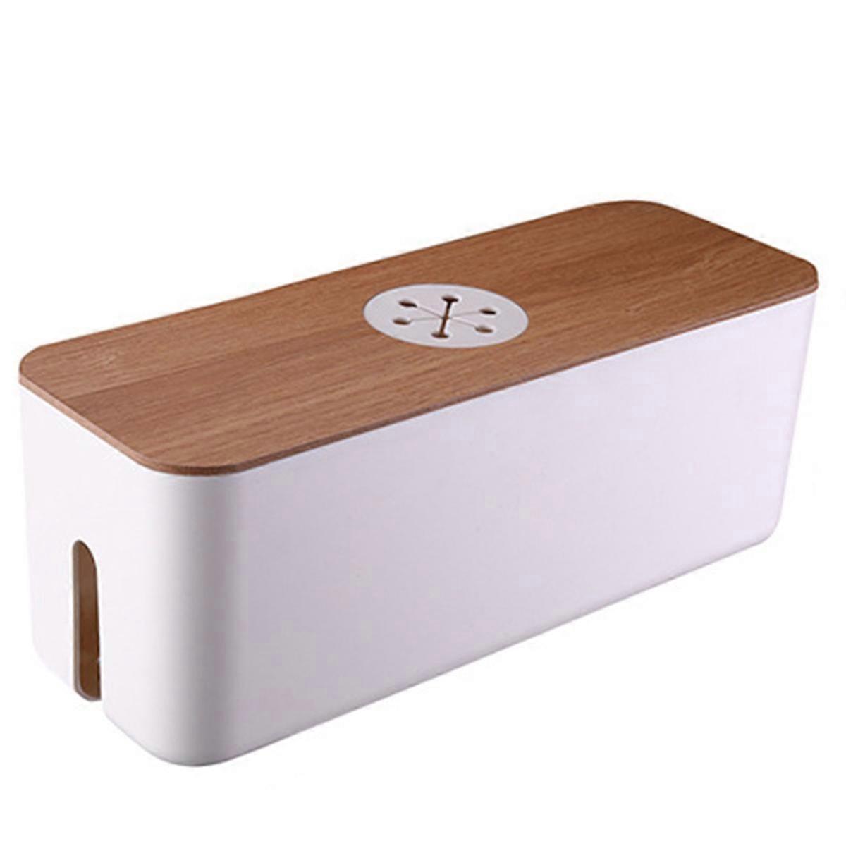 Wooden Cable Storage Box Power Cord Storage Box Dust-Proof Charger Socket Storage Box Household Cable Winder StorageBoxC