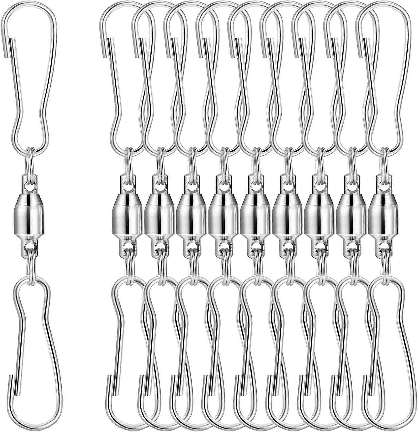 Set of 10 Rotating Hook Clips, Smooth Spinning, Double Clip, Hanging Windsack, Wind Games, Crystal Twister, Party Supplies