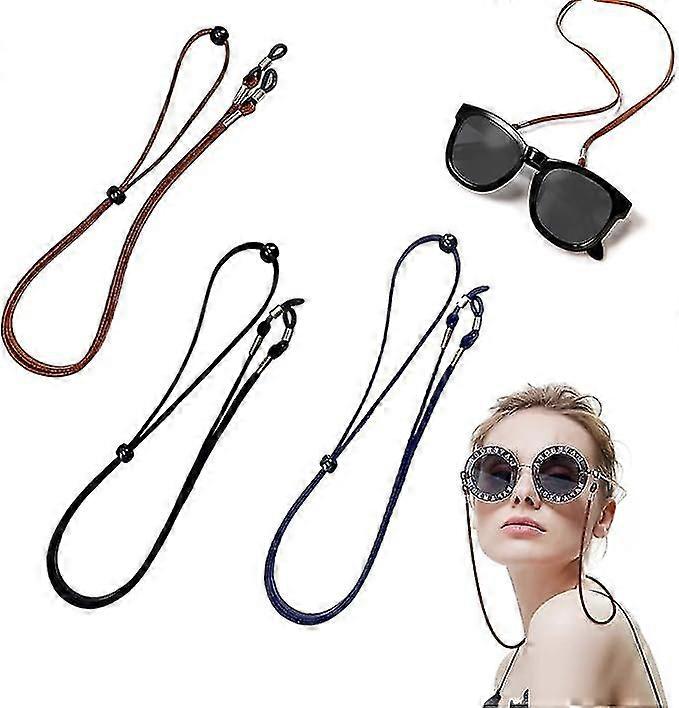 Pieces Of Anti-shedding Glasses Chains, Leather Glasses Chains Are Adjustable