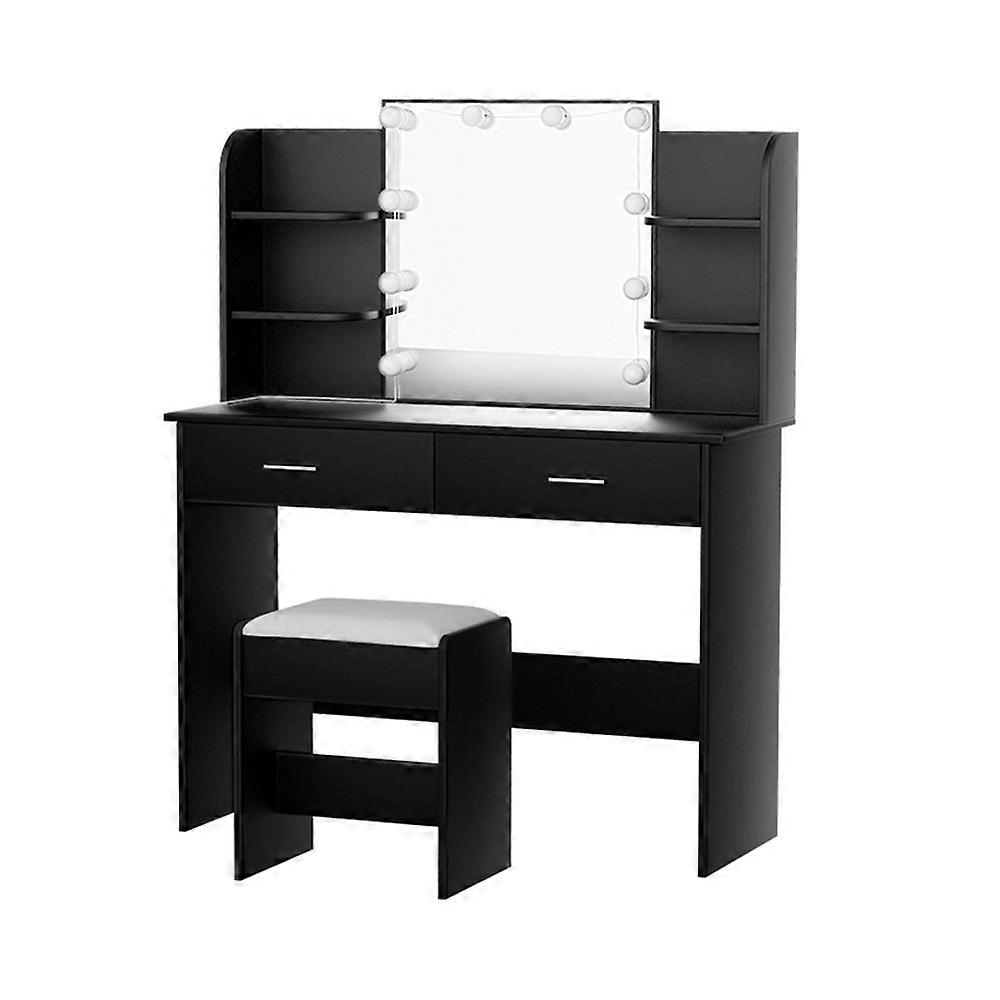 Artiss Dressing Table Set Stool 10 Led Bulbs Black Dulcea Dressing Tables