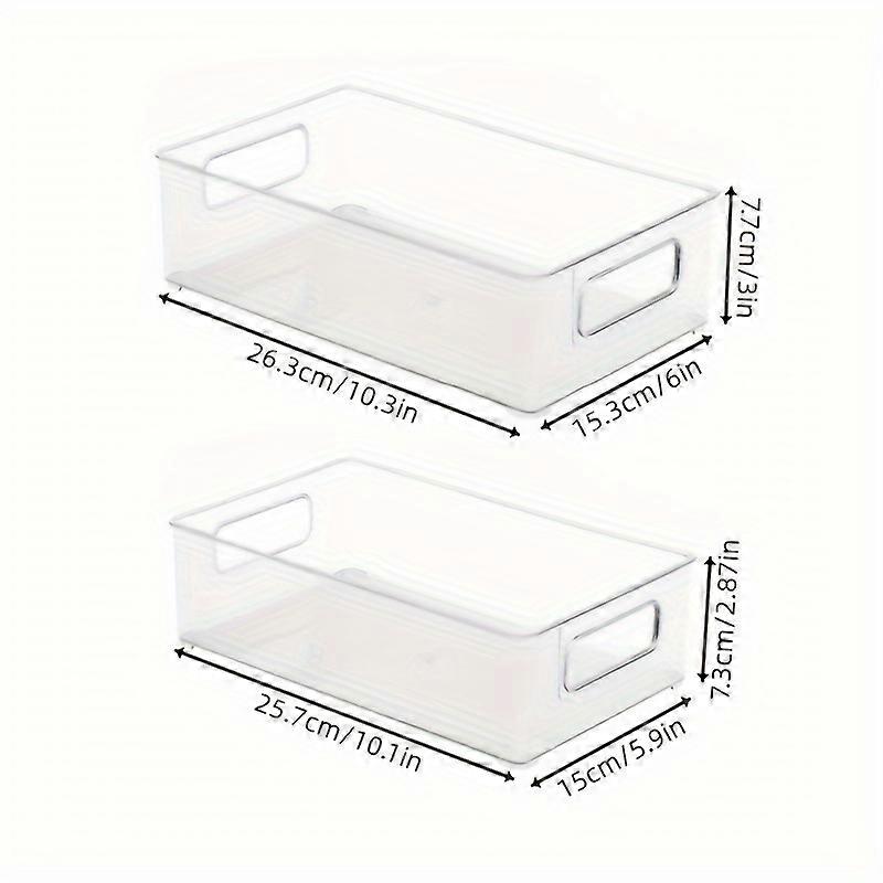 Set of 2/4 BPA-Free Refrigerator Storage Bins - Large, Clear & Stackable with Ergonomic Handles - Durable Kitchen Organizers for Fruit, Vegetables, Be