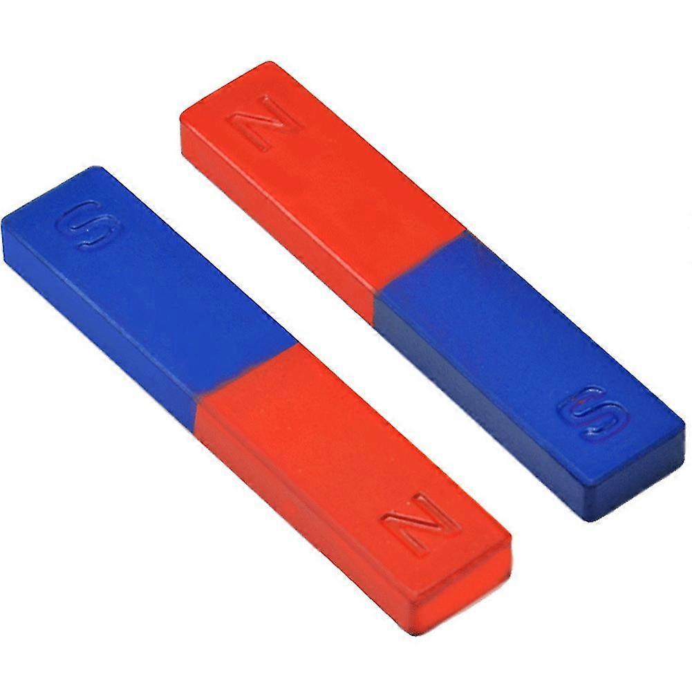 Haloppe 2Pcs/Set Physics Experiment Pole Teaching Tool Red Blue Painted N/S Bar Magnet