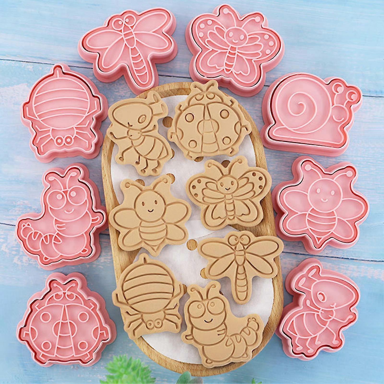 Farfi 8pcs Biscuit Mold Flexible Quick Release Pp Insect Shape Diy Baking Mold Kitchen Tool