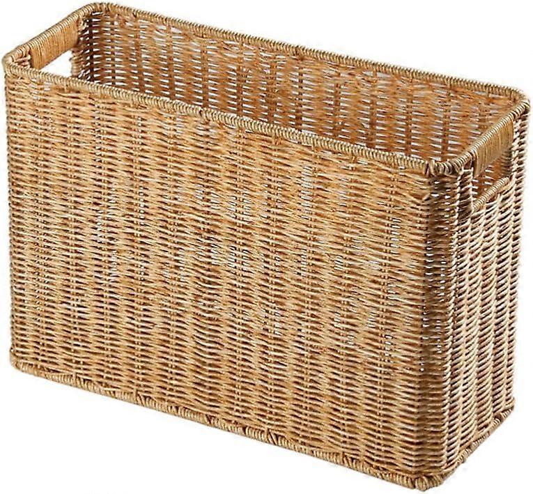 magasinkurv vevde filholder, dekorative bøker arrangør gårdshus stående stativ for magasiner bøker aviser lysebrun