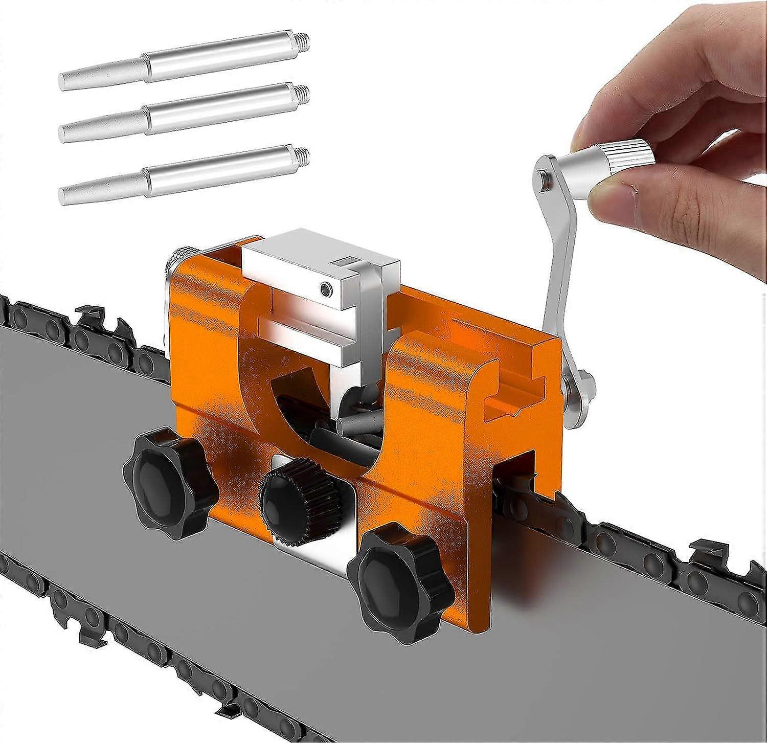 Chainsaw Chain Sharpening Jig, Portable Hand Crank Chainsaw Chain Sharpening, Saw Chain Sharpener for All Types of Electric Chainsaws