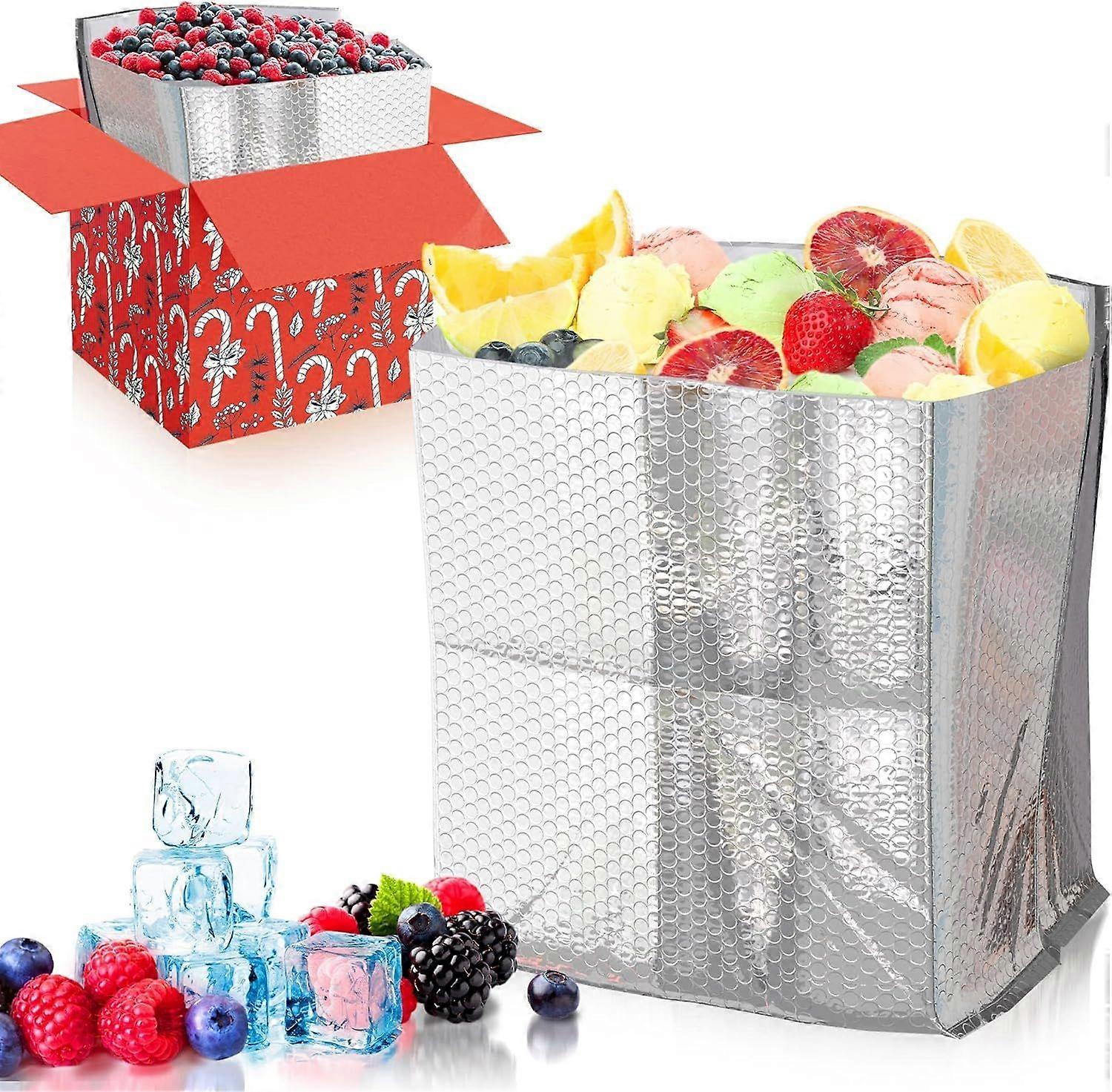 Foil Insulated Box Liners 12" x 10" x 9"; Pack of 5 Silver Insulated Shipping Bags for Food; Double Layer Thermal Liner for Boxes Keeps Temperature; G