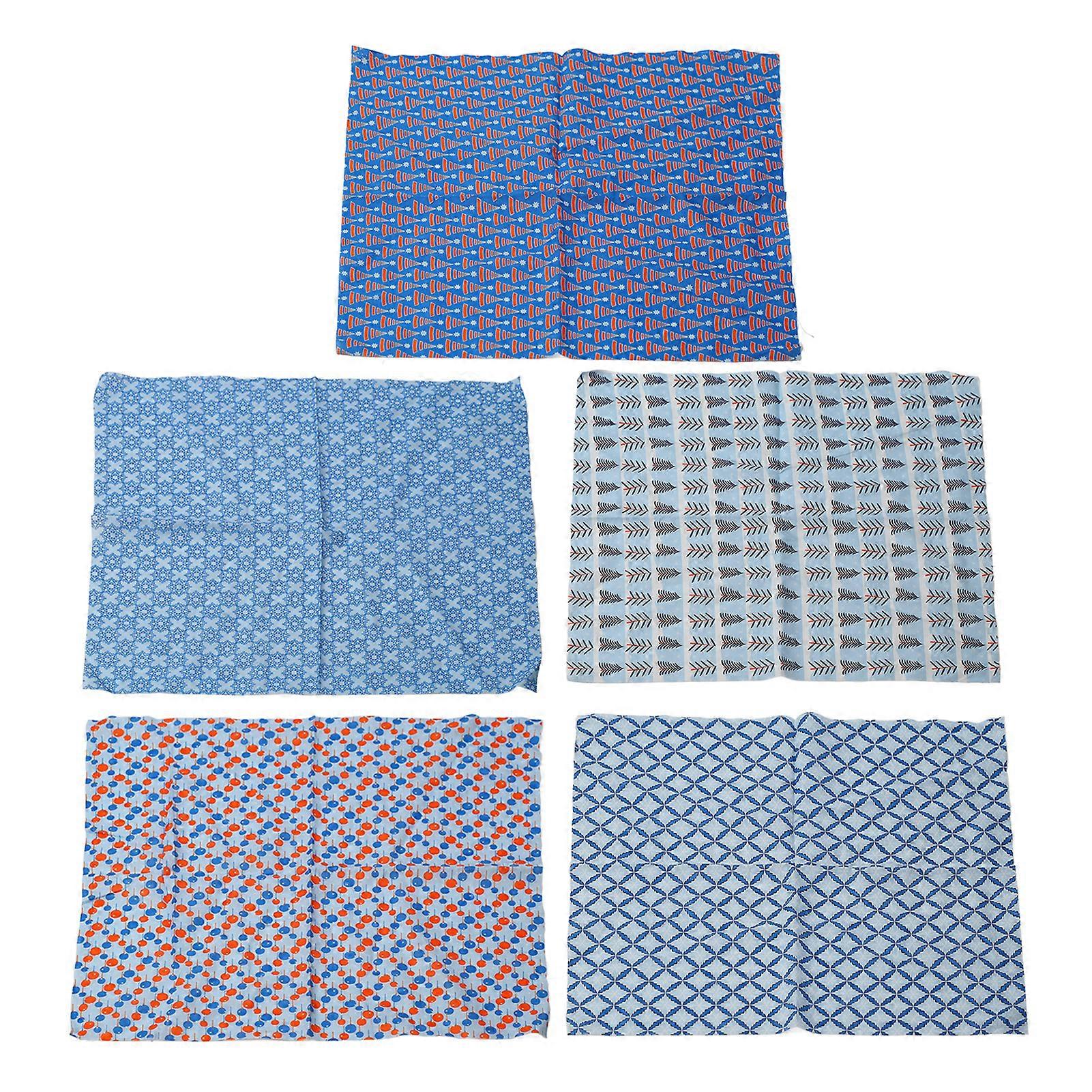 5pcs Snowflake Printed Fabric 19.7x19.7in DIY Handcraft Soft Skin Friendly Sewing Fabric for Purses Quilting Patchwork