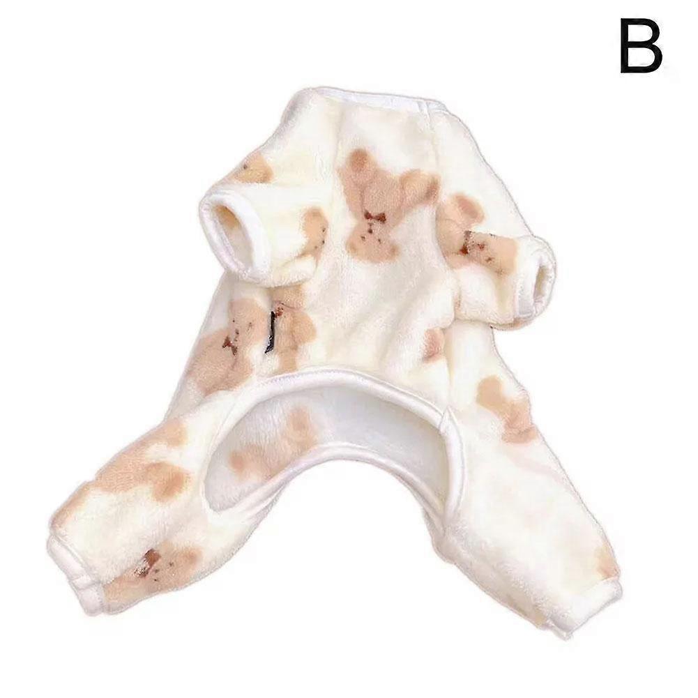 For Pets Bear Pattern Flannel Warm Clothes Soft Comfortable Winter Wear Multiple Sizes Easy to Put On