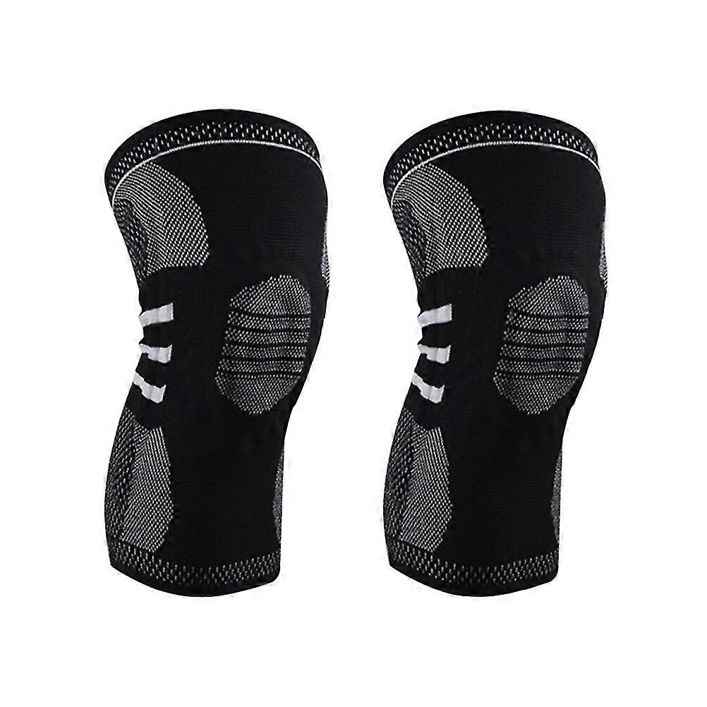 2pcs Single Fitness Running Cycling Knee Support Braces Elastic Nylon Sports Compression Knee Pad Sleeve-sized Xl(black)
