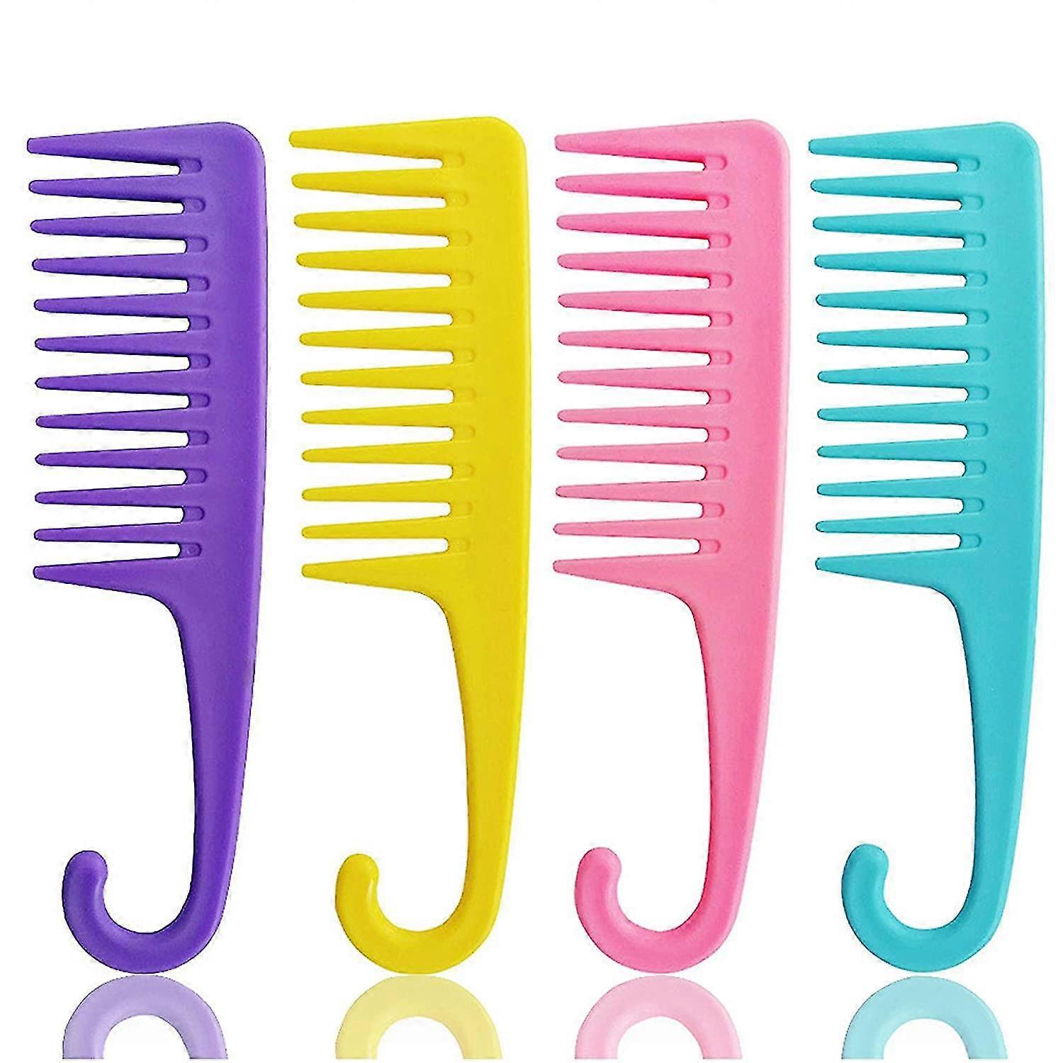 4 Pcs Wide Teeth Combs Shower Comb, Detangler Comb With Hook