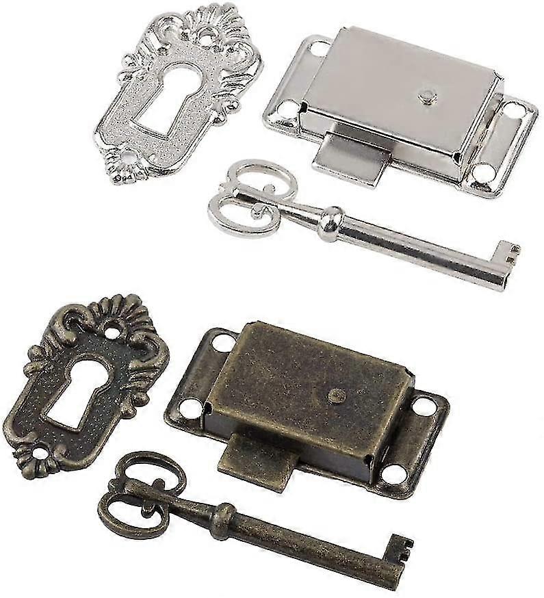 set Of 2 Recessed Cabinet Door Locks With Skeleton Keys, Easy Installation, 2 Colors