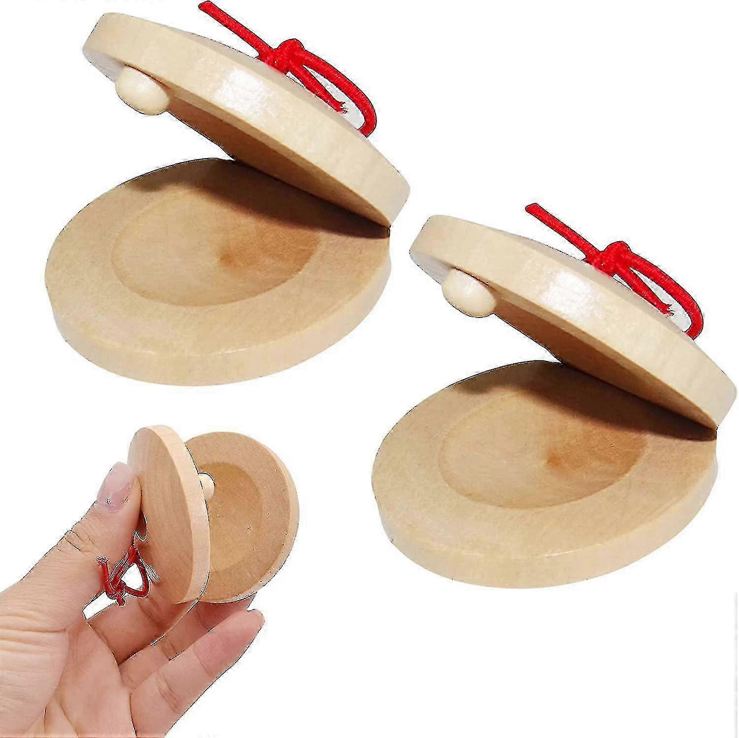 2 قطعة Castanets خشبية ، Castanets الإصبع ، صفع Castanets ، معينات صغيرة