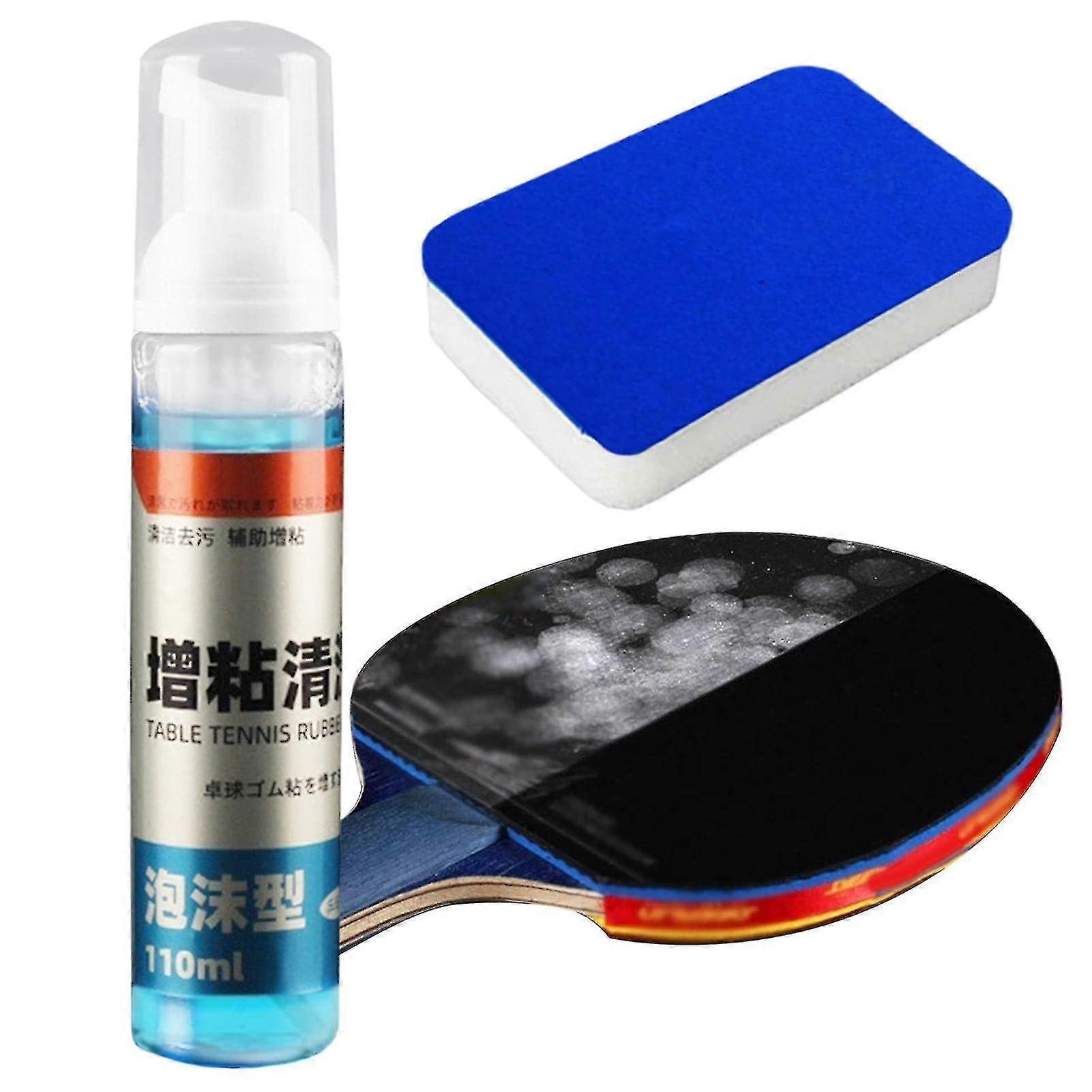 Nettoyant en caoutchouc de tennis de table, kit de nettoyage en caoutchouc de type mousse professionnel avec éponge en aérosol de 110ml