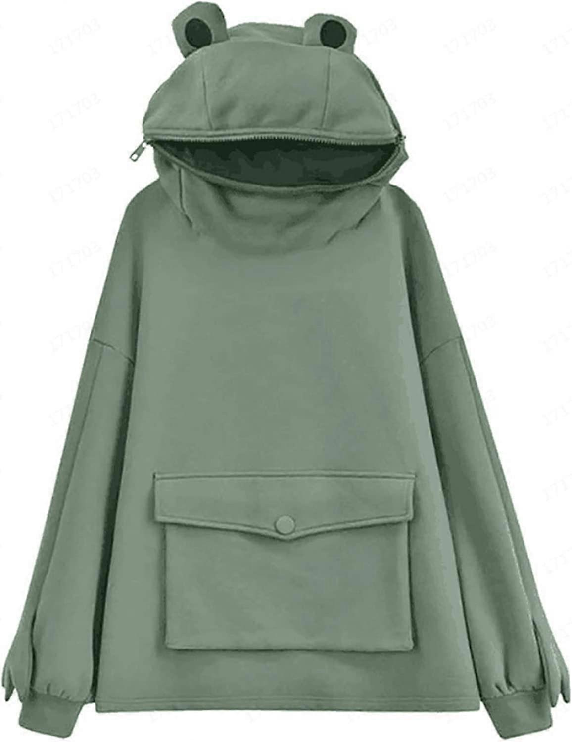 Capuz de sapo feminino/feminino pullover boca zipper com moletom com grande bolso dianteiro