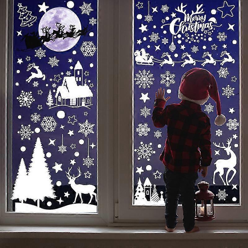 Christmas Window Sticker White Elk Cedar