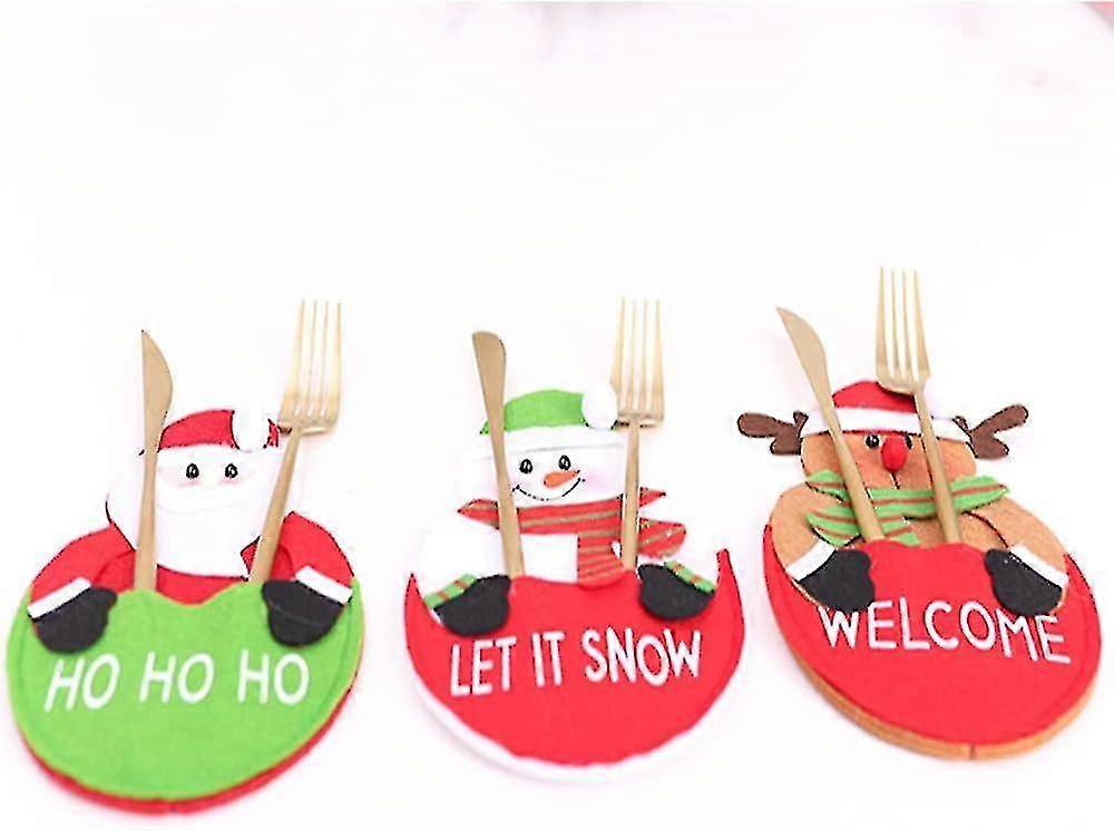 Tizzy Set Of 3 Christmas Cutlery Holders For Cutlery And Cutlery