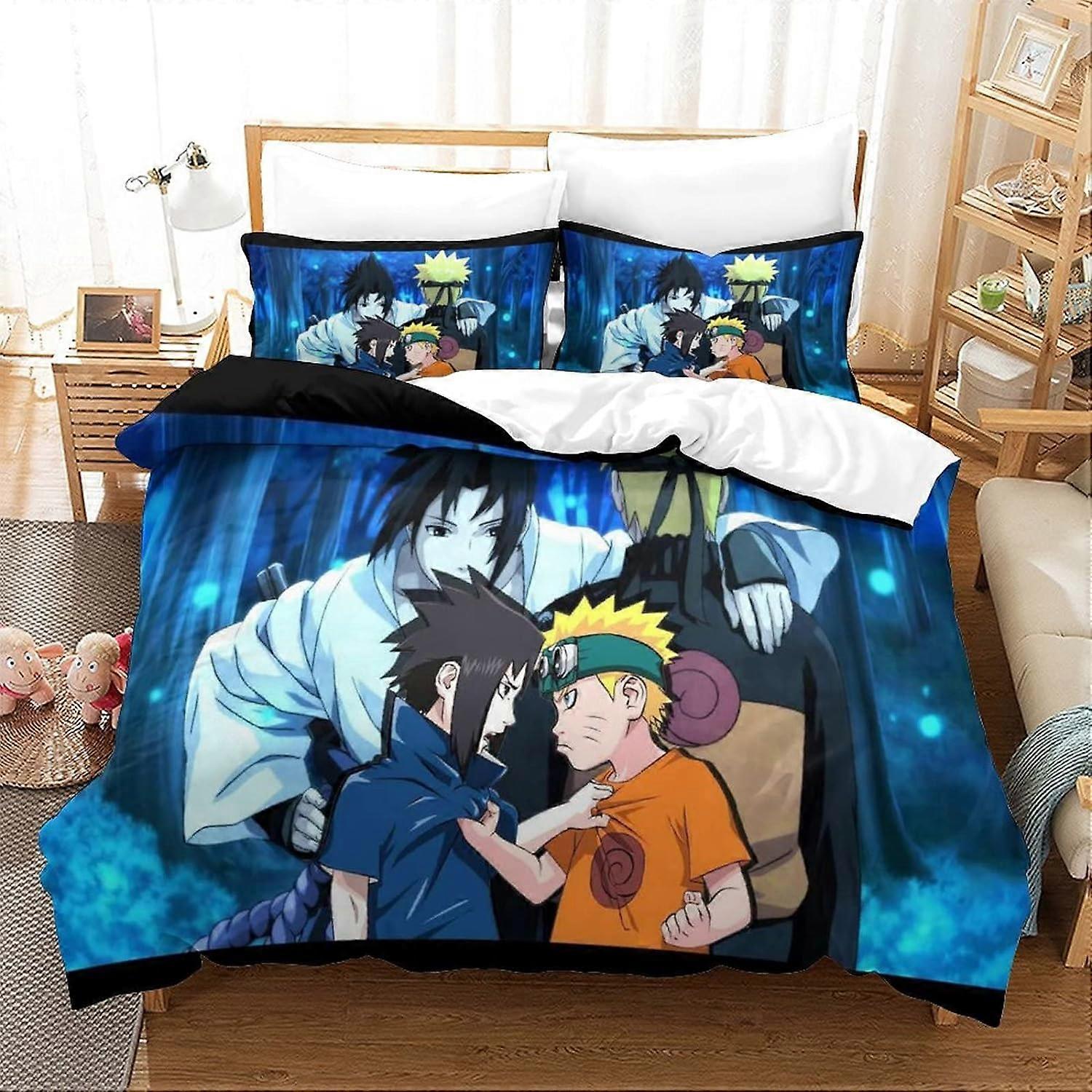 Naruto Påslakan Sängkläder Set Mjukt Mikrofiber Täcke Med Dragkedja Stängning För Flickor Pojkar Barn Doublex