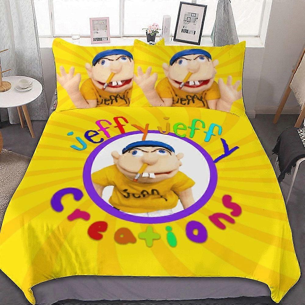 24v Sml Jeffy Sml Jeffy Sml Jeffy 3 Parçalı Nevresim Takımı Sıcak Ve Rahat Yumuşak Nevresim Yatak Takımı 1 Nevresim Takımı ve Erkek Kız için 2 Yastık Kılıfı