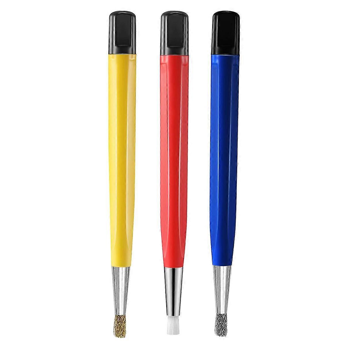 3Pcs/Set Fiberglass Steel Scratch Brush Pen Fiber Bristles Polish Watch Rust Dirt Remover Jewelry C