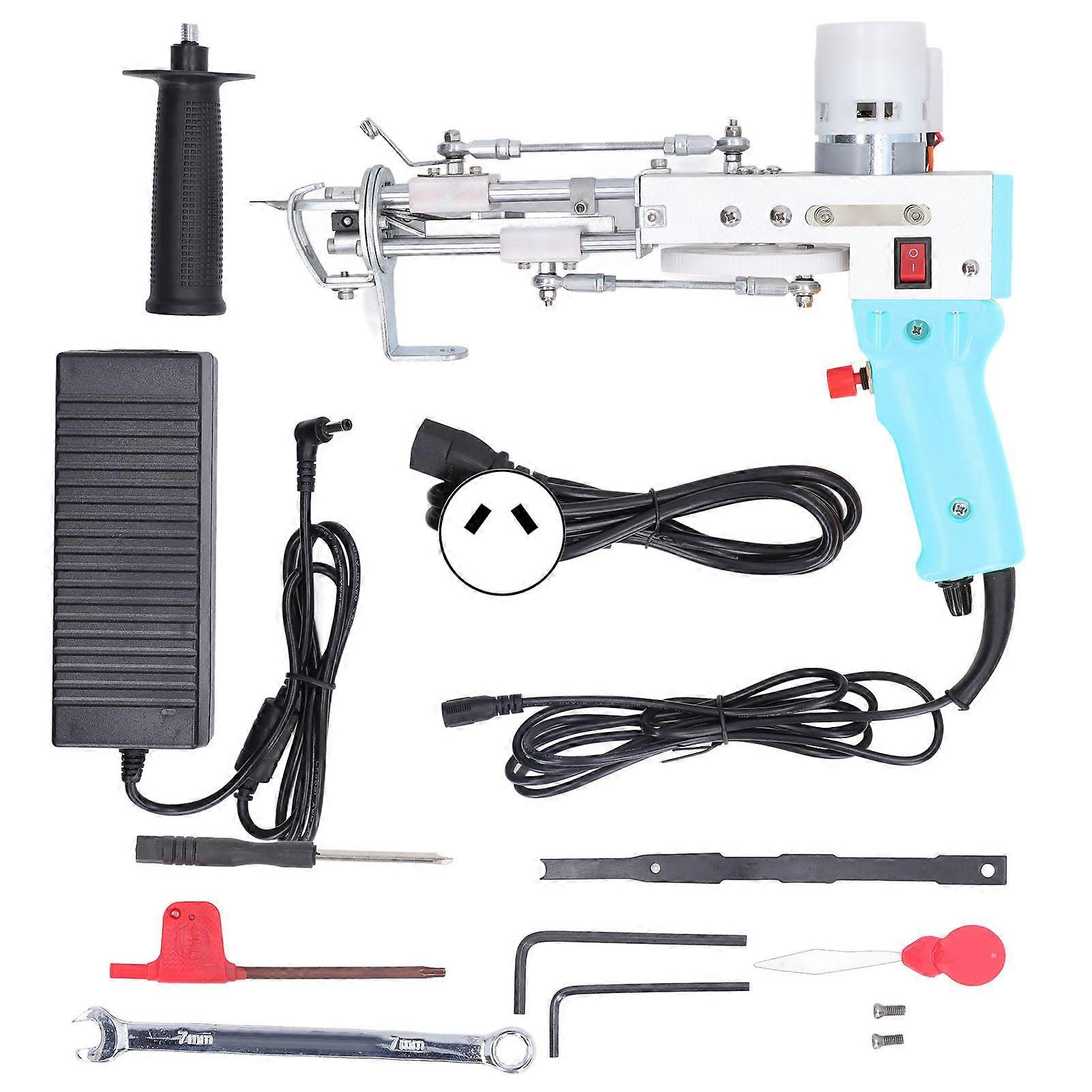 Tufting Gun 2 in 1 Dual Purpose Cyan Rug Tufting Gun Carpet Making Kit DIY Embroidery Machine Needle Kit 100240V AU Plug