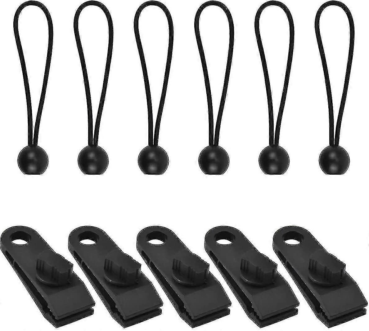 10 Pcs Tarp Clip Tent Clips, Crocodile Mouth Tarp Awnings Tarp Tent Clip, Tarp Tensioners With Ball Bungee Elastic Rope