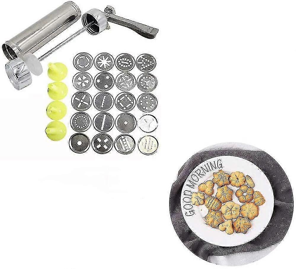 Cookie Press Made Of Aluminum Biscuit Press Set, With 20 Attachments
