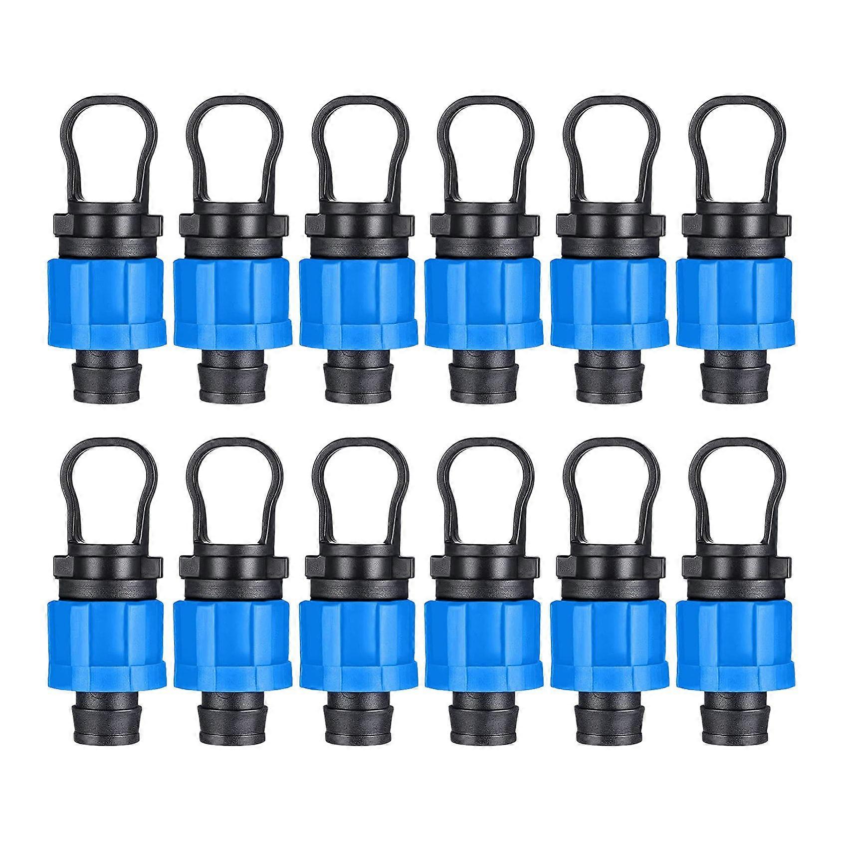 12 Pcs Drip Irrigation Tubing End Cap Plug 1/2 Inch Universal End Cap Fitting, Compatible with 16-1