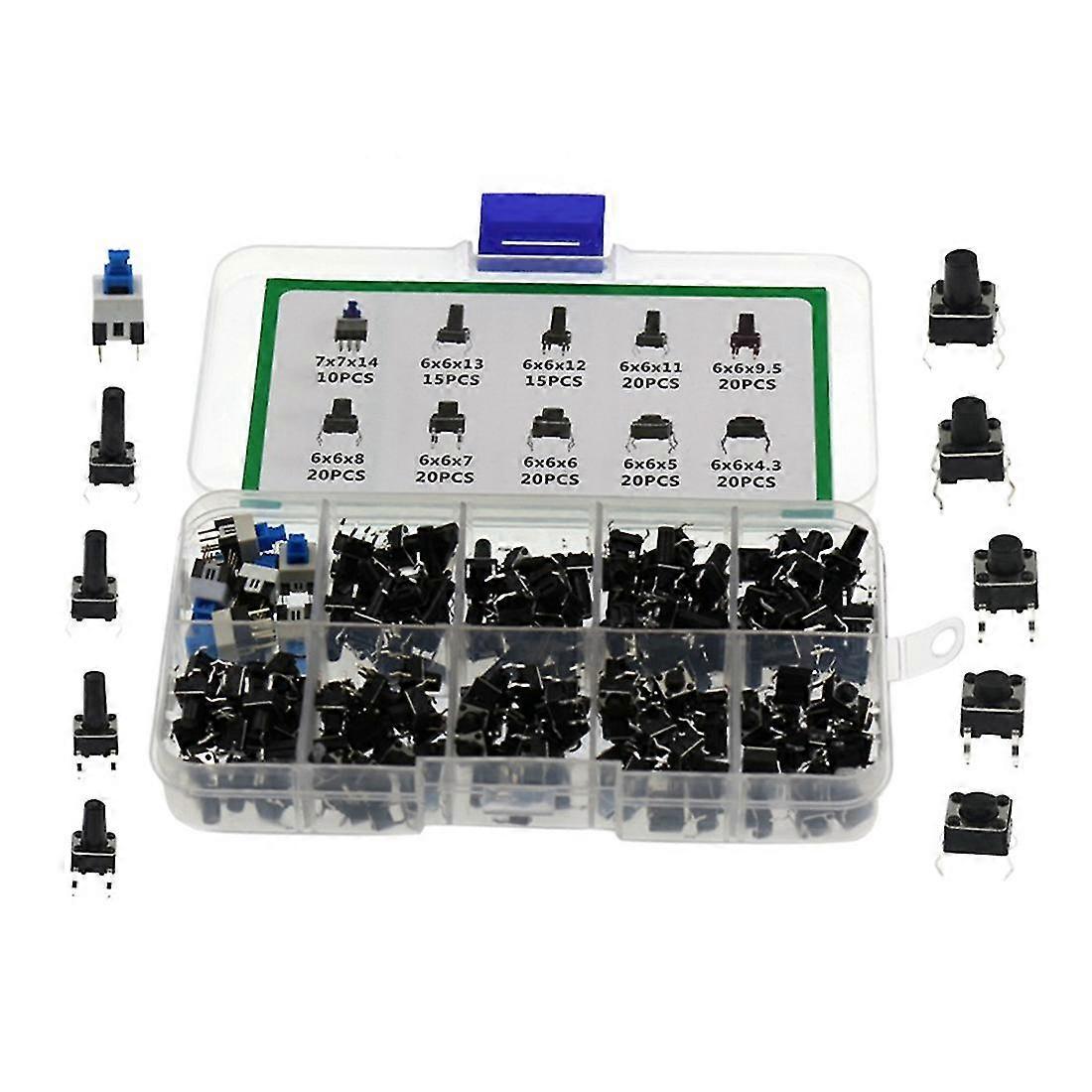 180pcs 10 Type 6x6 Light Mini Touch Switch Set Push Button Switch Kit Assortment Set Diy Tool Acces