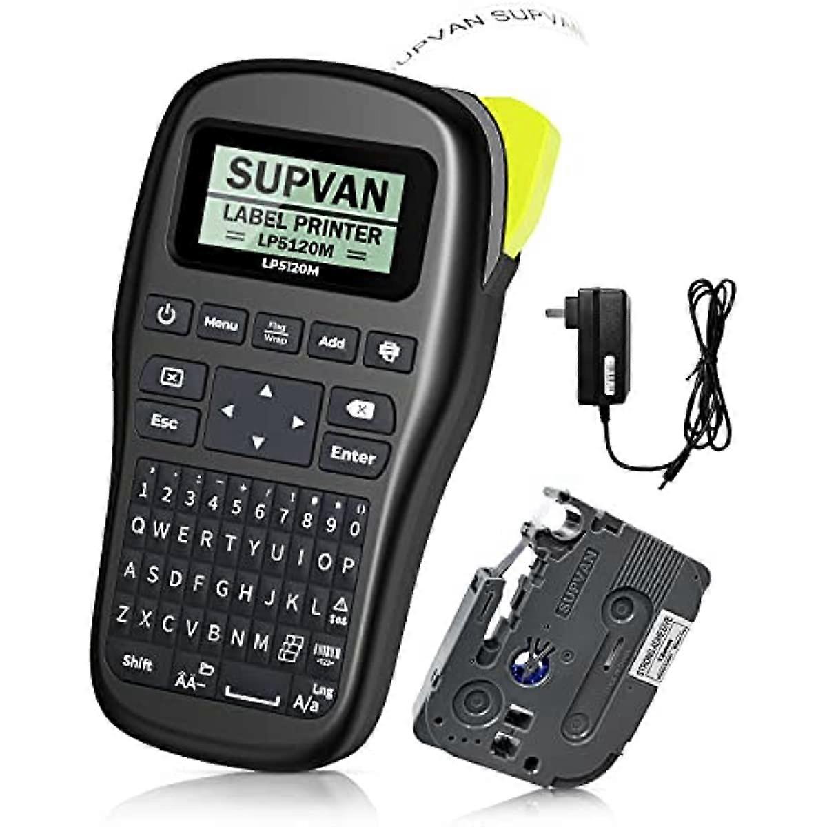 SUPVAN Label Maker Machine with Tape LP5120M Thermal Label Printer with Keyboard Multiple Template Available Laminated Label Tape for Organization Wor