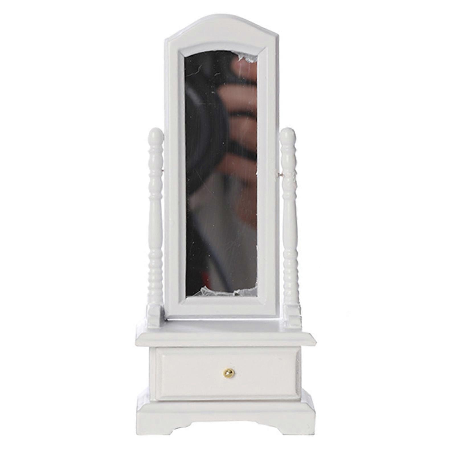 1/12 Mini Doll House Full-Length Dressing Mirror Room Toy with Drawer for Kids