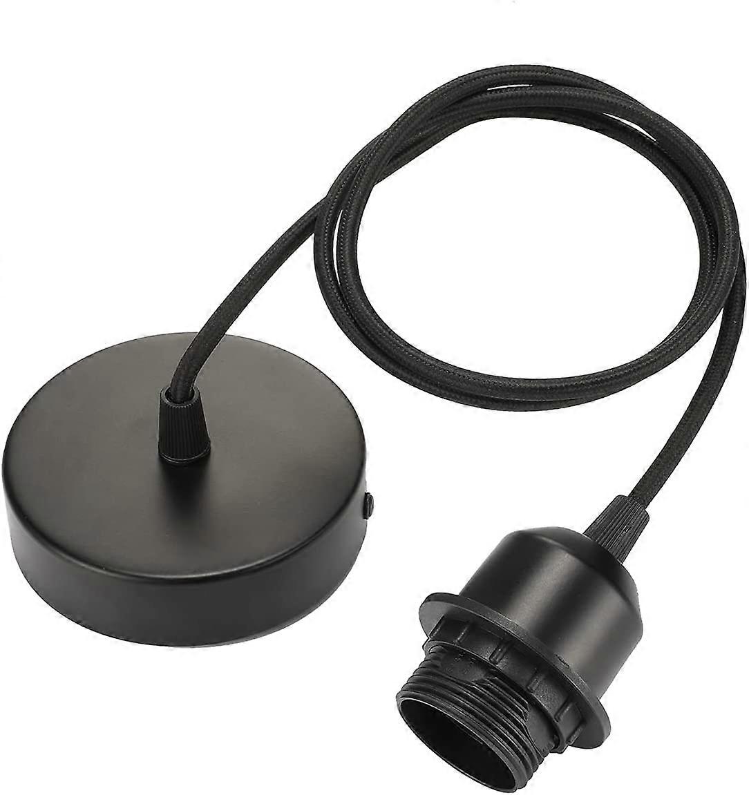 Pcs E27 Vintage Light Bulb Socket with 100cm Cable and Fixing Ring Retro Ceiling Light Fixture Socket- Black2 Pcs