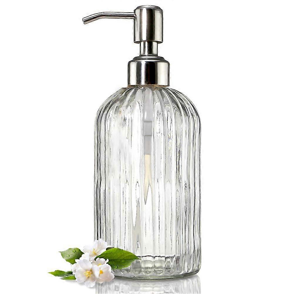 18oz Liquid Soap Dispenser Shampoo Shower Gel Lotion Storage Glass Press Bottle KAESI