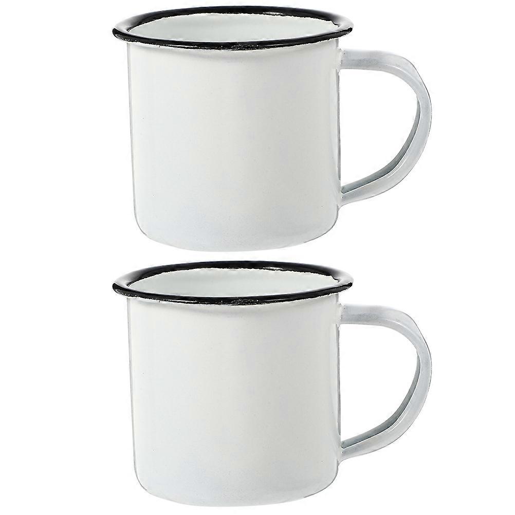2Pcs Enamel Mugs Camping Mugs Enamel Coffee Tea Mug Drinking Cups for Office Travel