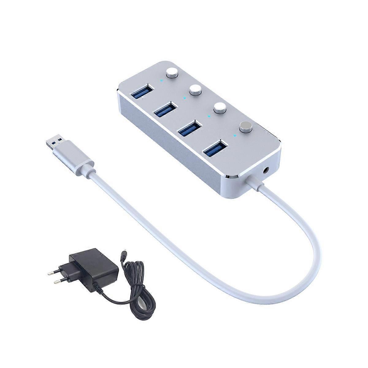 USB 3.0 Power Adapter 4 Ports Aluminum Alloy Splitter Hub USB Hub 3.0 USB Multi Extender Switch 1.2