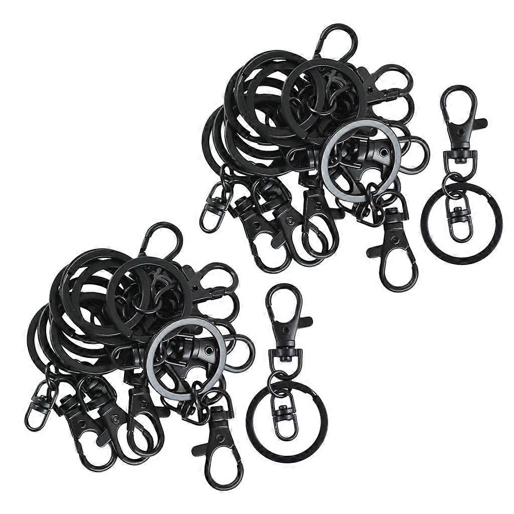 20 Pieces Trigger Lobster Hook Snap Clip Flat Split Keyring Connector Black