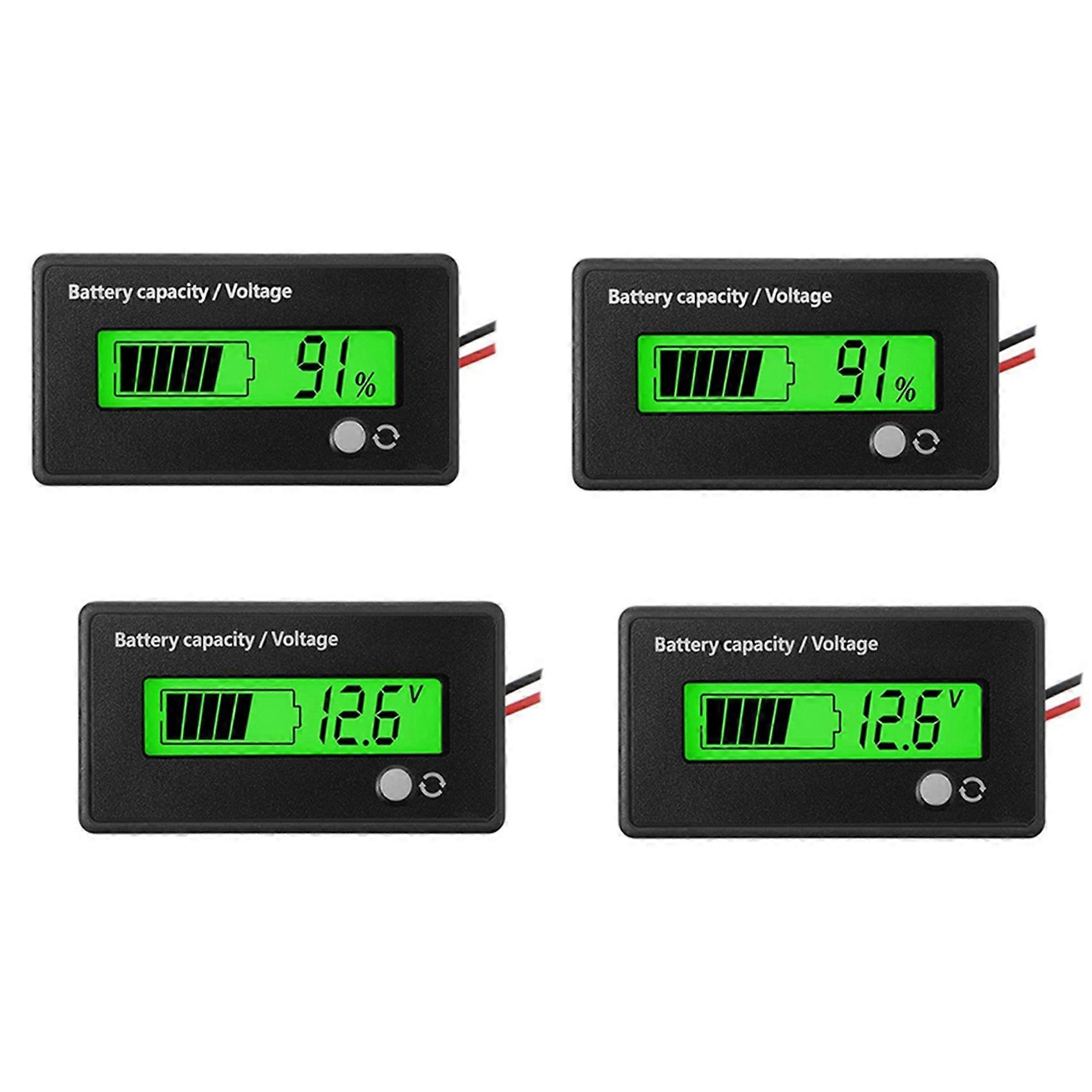 4 Pcs DC 12V 24V 36V 48V 72V Battery MeterBattery Capacity Voltage Indicator Lead-Acid and Lithium