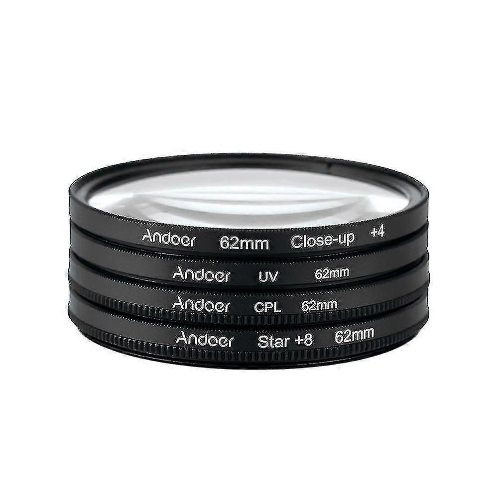 Andoer 62mm UV+CPL+Close-Up+4 +Star 8-Point Filter Circular Filter Kit Circular Polarizer Filter